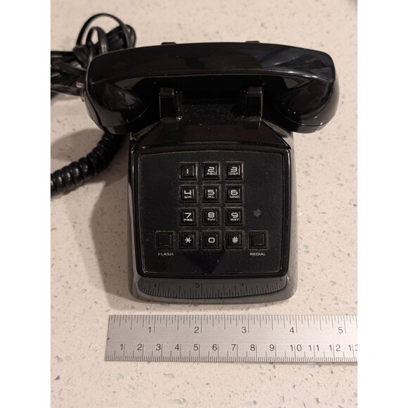 Mini Phone black corded Polyconcept Dial Pad Flash/Redial push button landline - Picture 7 of 16